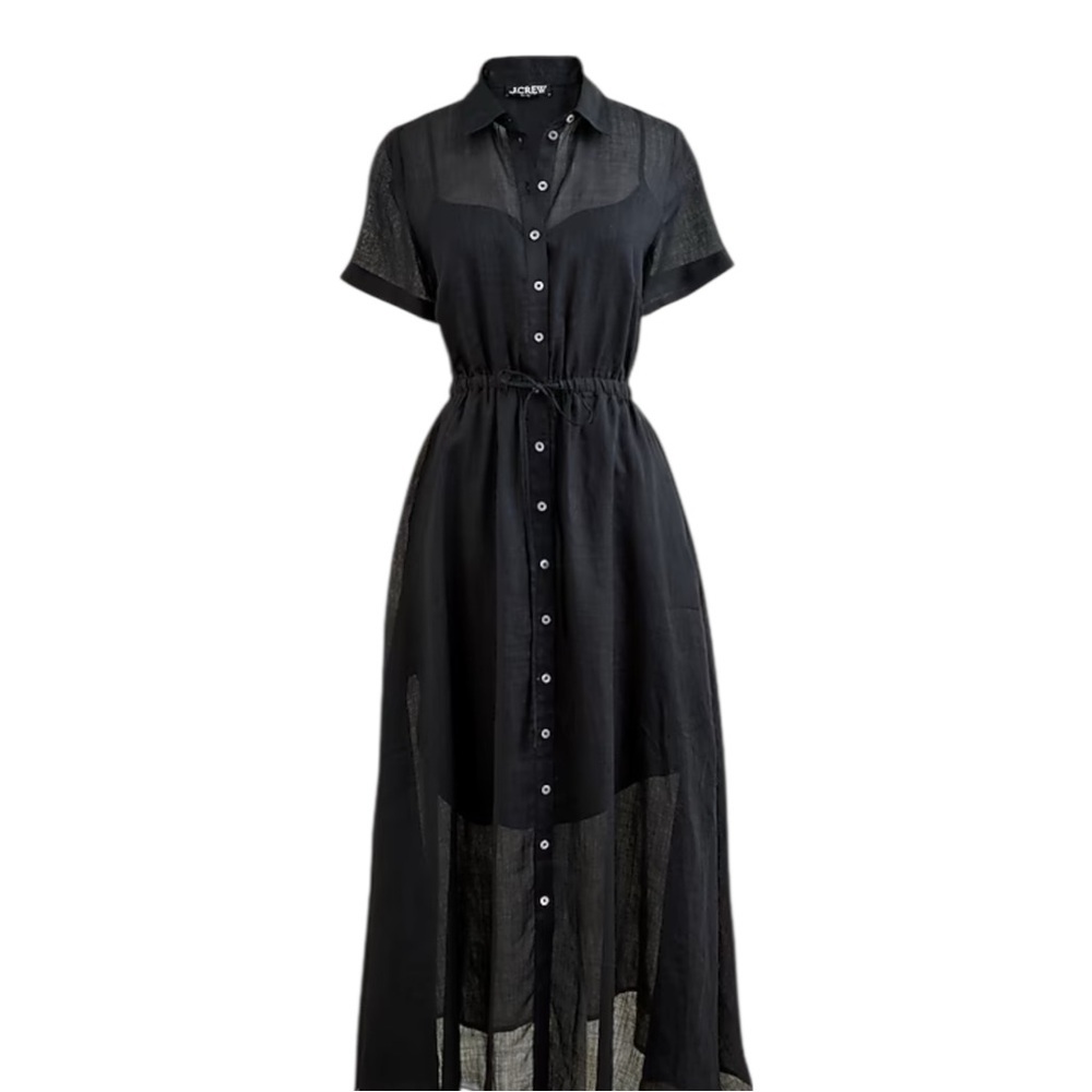 J Crew Black Cerise Shirt Dress in Cotton Ramie Womens Size 2P - Picture 4 of 13